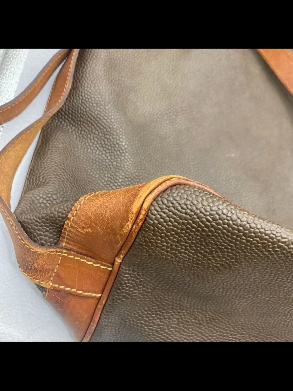 Mulberry Olive Green and Brown Leather Drawstring Shoulder Bag